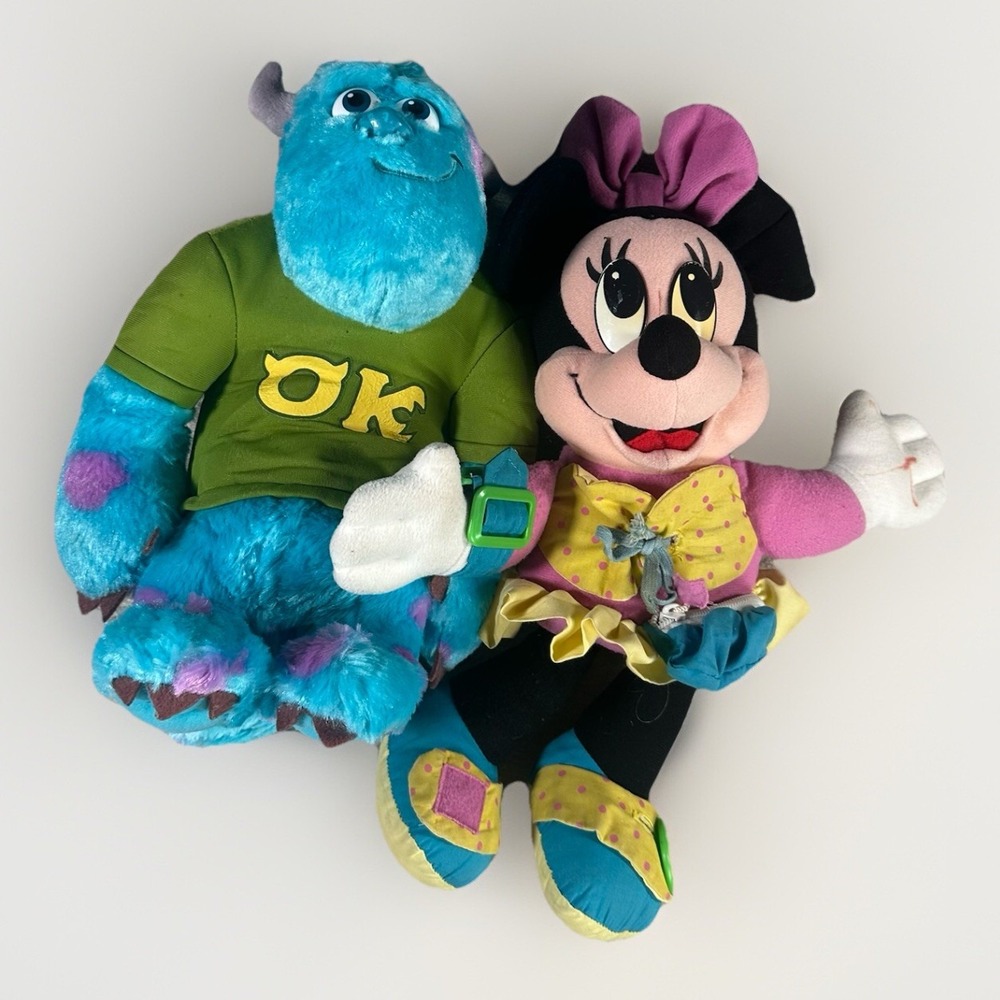 Disney Pixar Monsters Inc Sully and Vintage Minnie Mouse 90's Plush Lot of‎ 2
